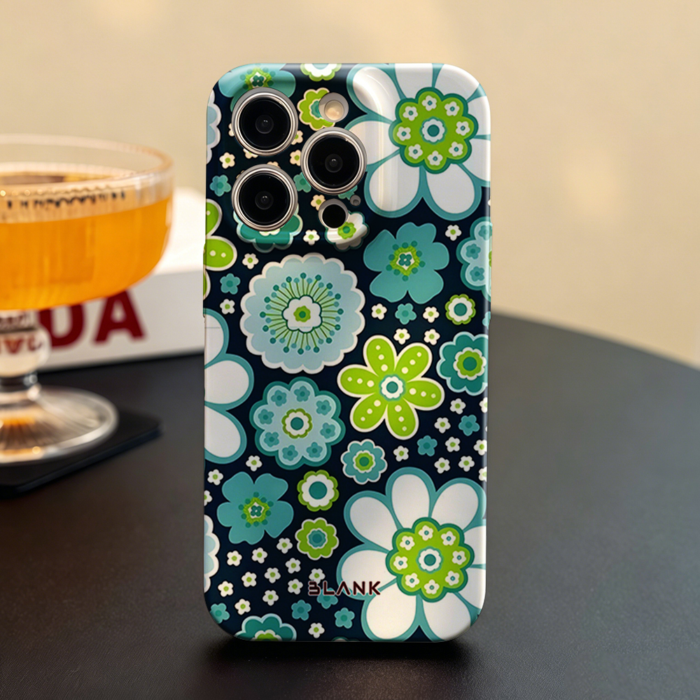 Blue and Green Floral Print Fo - Phone Case Blank Print บทวิจารณ์และราคา