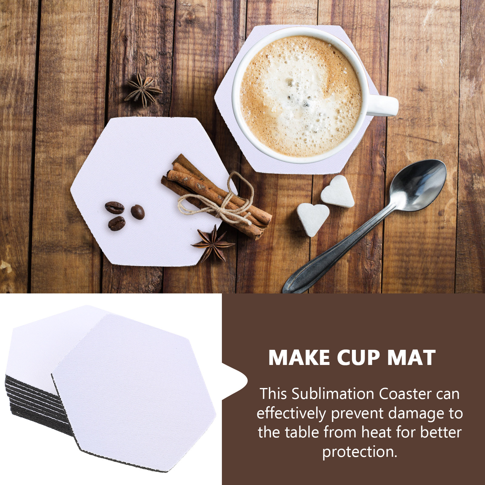 10Pcs Heat Transfer Coasters S - Coaster Sublimation Blank บทวิจารณ์และราคา